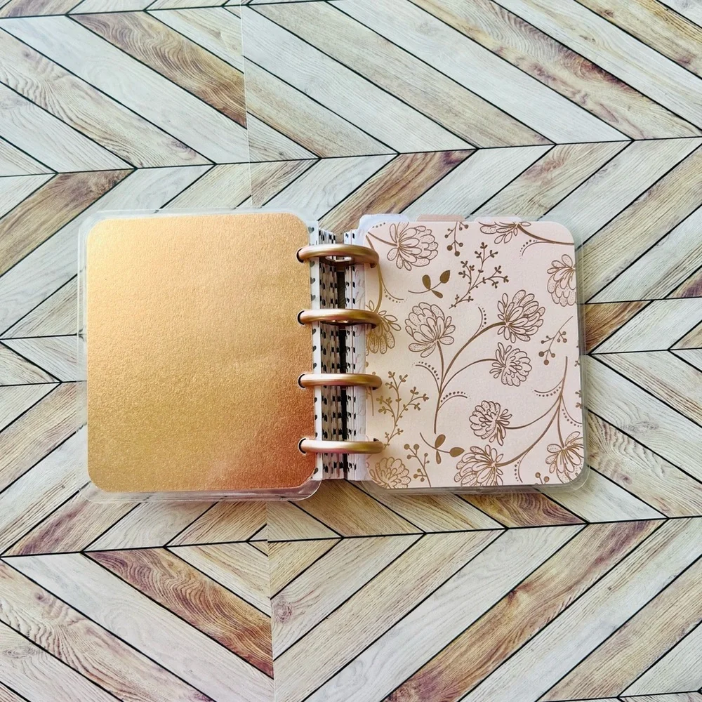 Happy planner micro size notes monthly and weekly layout Rose Golg Quartz floral